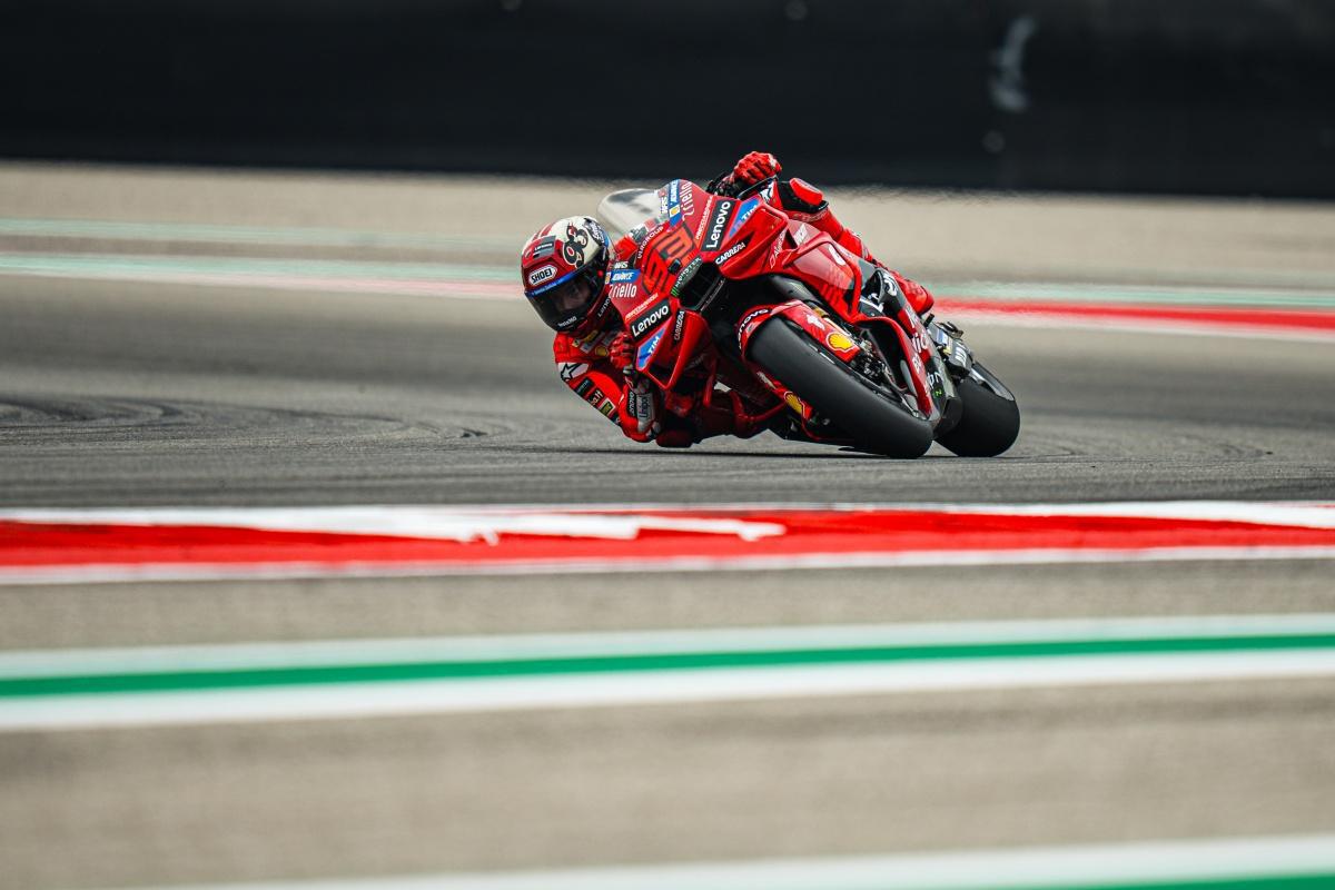 Francesco Bagnaia y el Ducati Lenovo Team conquistan la victoria en el Gran Premio de las Américas en el COTA. Caída y retirada de Marc Márquez