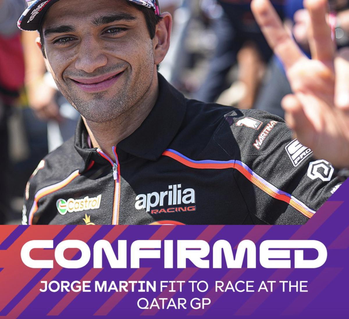 Martín, declarado apto para el GP de Qatar Martín, declarado apto para el GP de Qatar