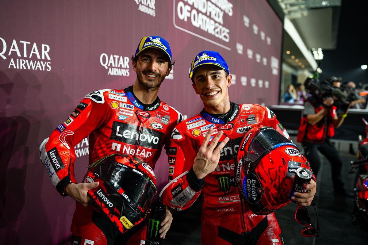 Doblete para el Ducati Lenovo Team en Lusail, con victoria de Marc Márquez y segunda posición para Francesco Bagnaia Doblete para el Ducati Lenovo Team en Lusail, con victoria de Marc Márquez y segunda posición para Francesco Bagnaia