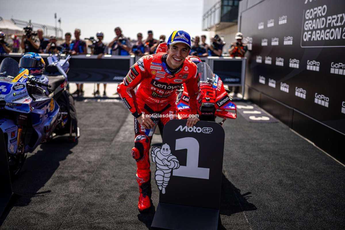 Marc Márquez y el Ducati Lenovo Team conquistan la Sprint en el MotorLand Aragón. Francesco Bagnaia, duodécimo Marc Márquez y el Ducati Lenovo Team conquistan la Sprint en el MotorLand Aragón. Francesco Bagnaia, duodécimo