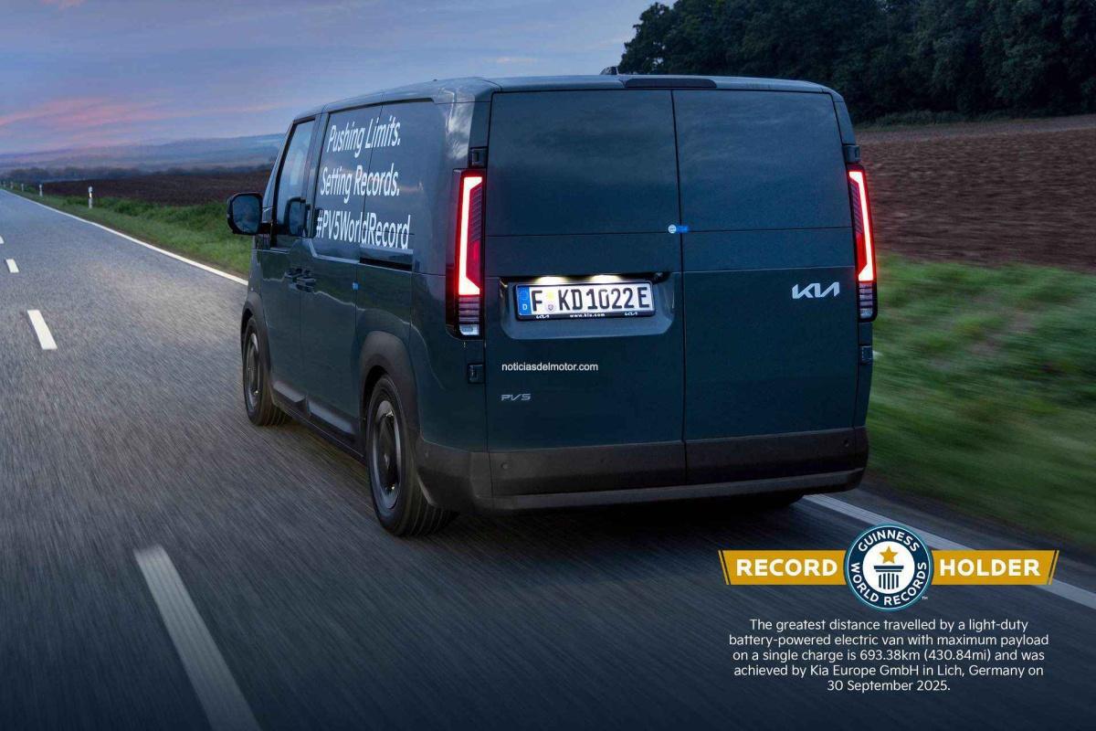 EL KIA PV5 CARGO ESTABLECE UN RÉCORD MUNDIAL GUINNESS: 693,38 KM CON UNA SOLA CARGA EL KIA PV5 CARGO ESTABLECE UN RÉCORD MUNDIAL GUINNESS: 693,38 KM CON UNA SOLA CARGA