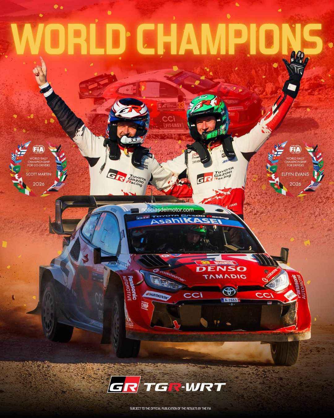 Elfyn Evans y Scott Martin, campeones del Mundial de Rallys con TGR-WRT Elfyn Evans y Scott Martin, campeones del Mundial de Rallys con TGR-WRT