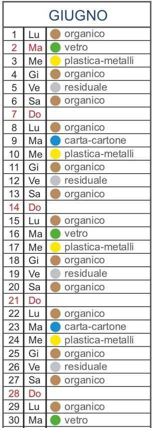 Calendario Utenze Domestiche