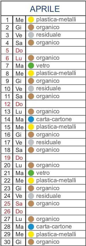 Calendario Utenze Domestiche