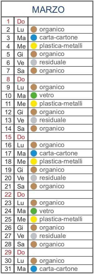 Calendario Utenze Domestiche