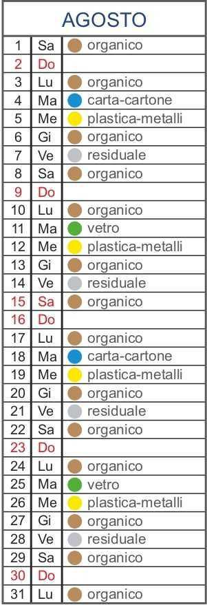 Calendario Utenze Domestiche