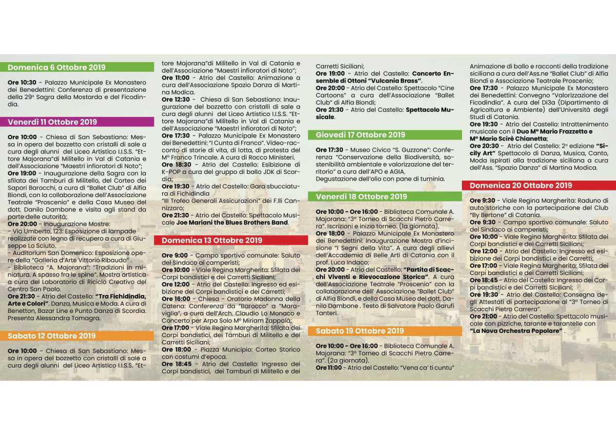 Programma della Sagra 2019 Programma della Sagra 2019