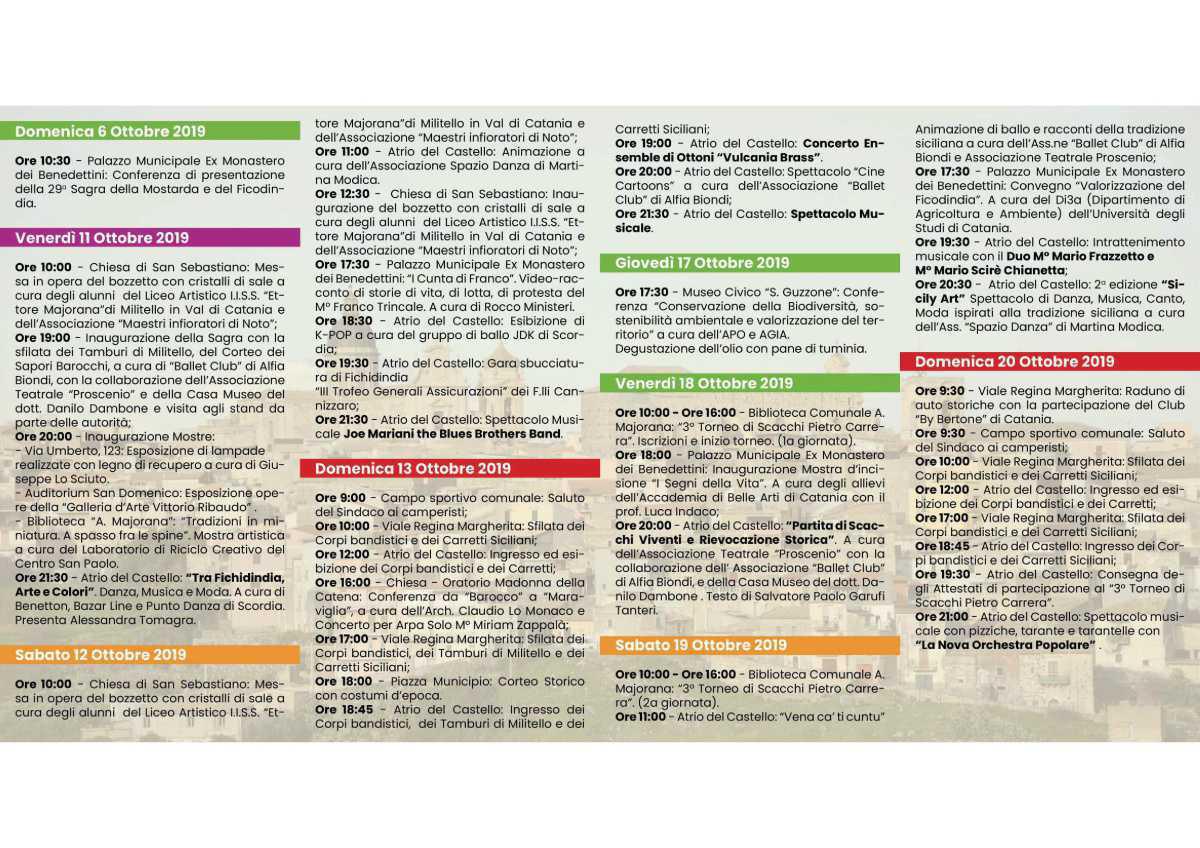 Programma della Sagra 2019