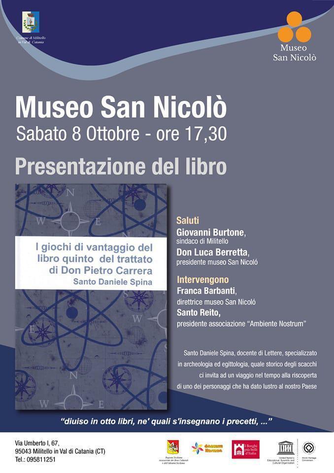 Presentazione del libro "I Giochi di vantaggio del libro quinto del Trattato di Don Pietro Carrera" di Santo Daniele Spina