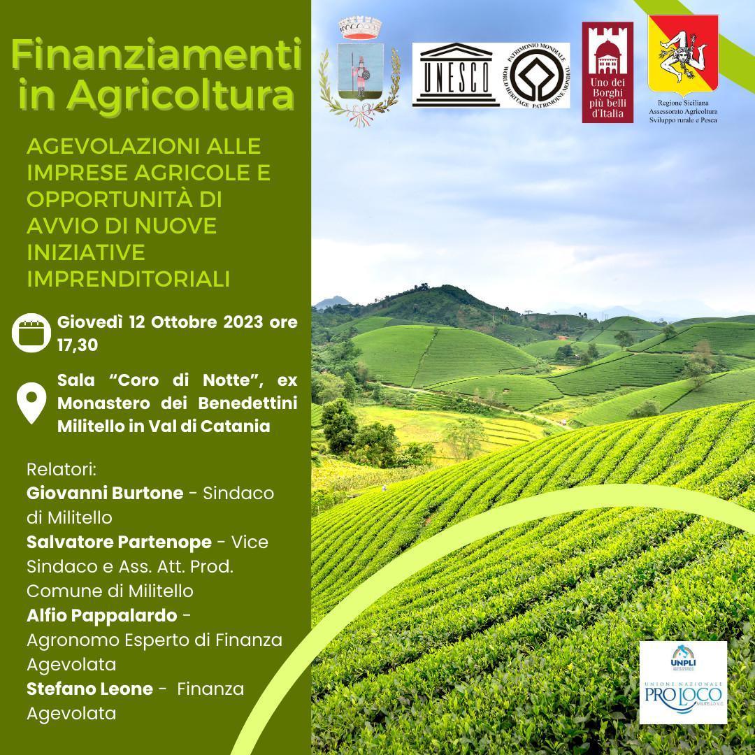  Conferenza-Seminario “Finanziamenti agevolati in agricoltura per le imprese già attive e per i nuovi insediamenti”