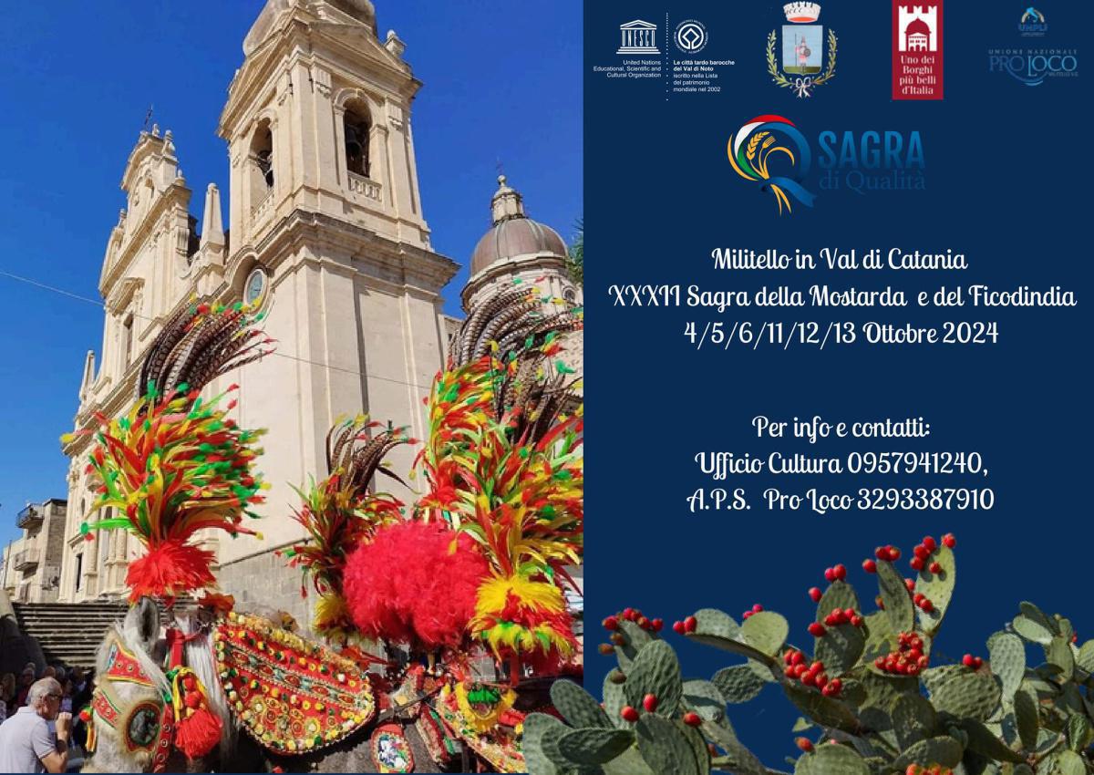 XXXII^ Sagra della Mostarda e del Ficodindia 4-5-6/11-12-13 Ottobre 2024 - Militello In Val di Catania XXXII^ Sagra della Mostarda e del Ficodindia 4-5-6/11-12-13 Ottobre 2024 - Militello In Val di Catania