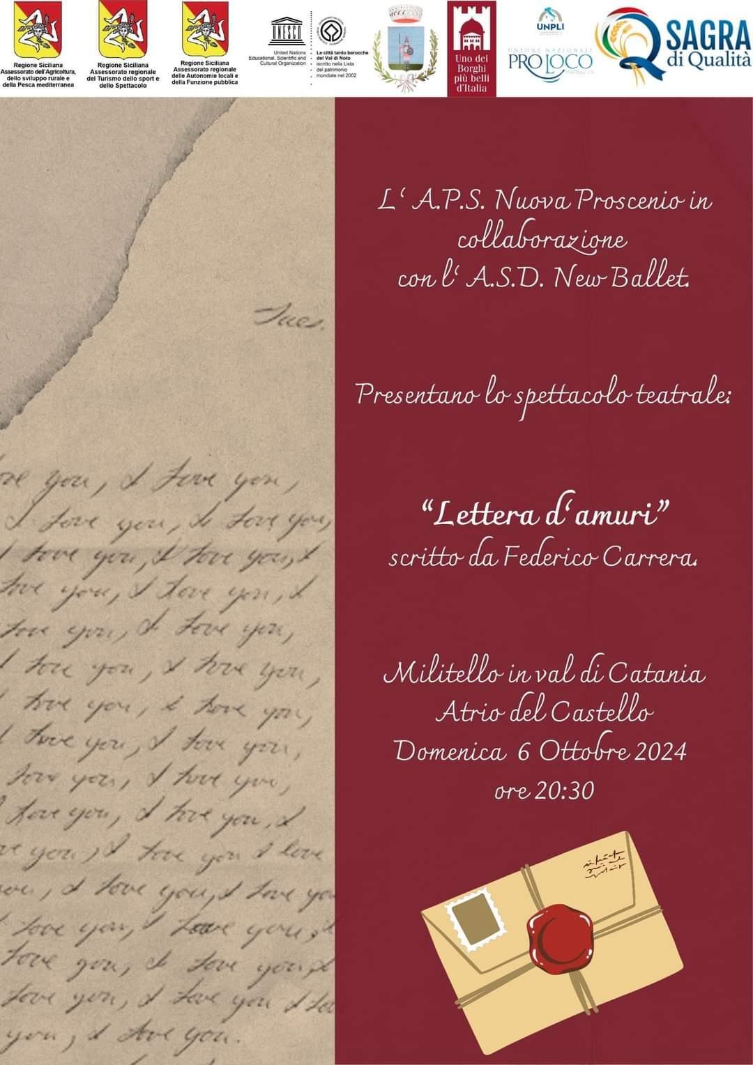 Spettacolo Teatrale "Lettera D'Amuri"