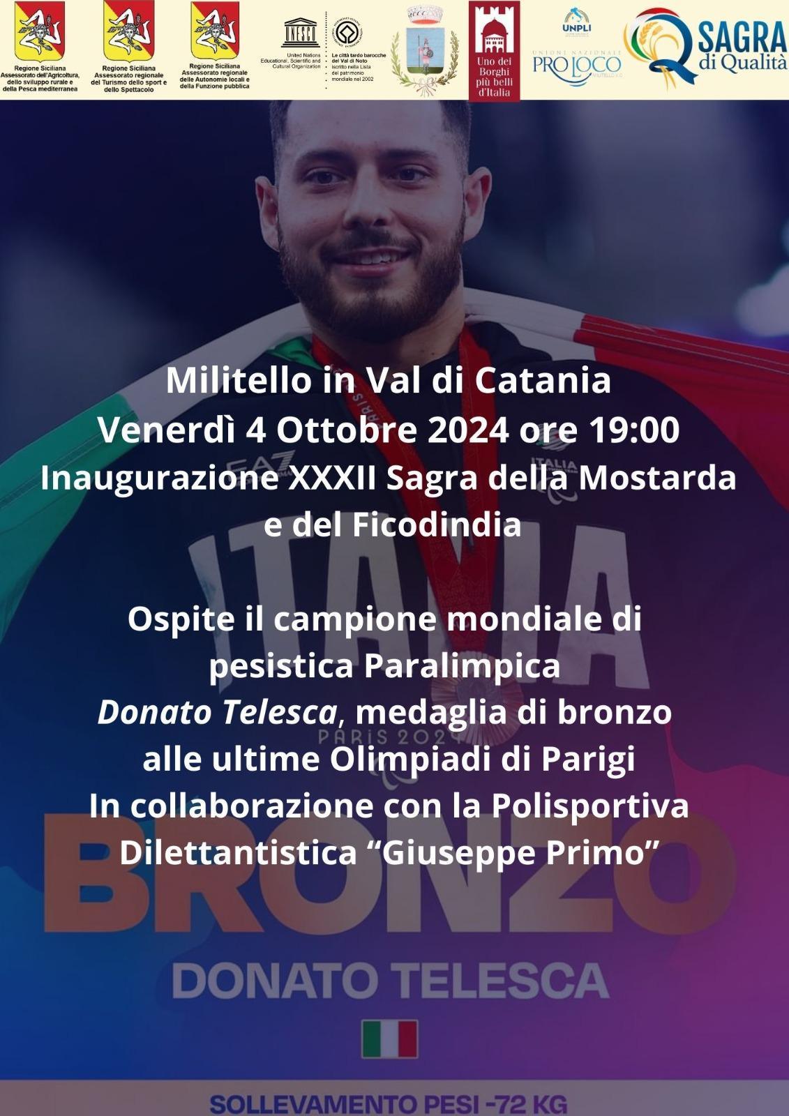 Inaugurazione Sagra con Ospite Donato Telesca - Campione Mondiale Pesistica Paralimpica 