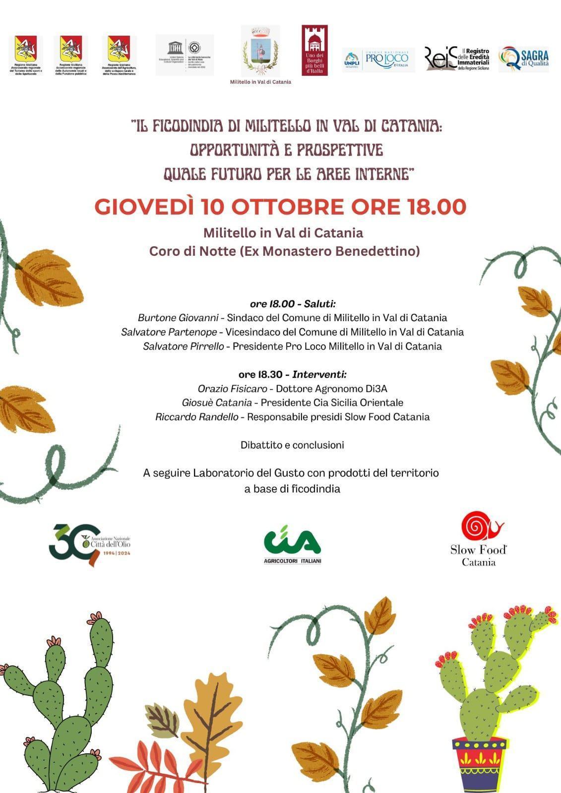 Convegno: Il Ficodindia di Militello opportunità e prospettive quale futuro per le aree interne