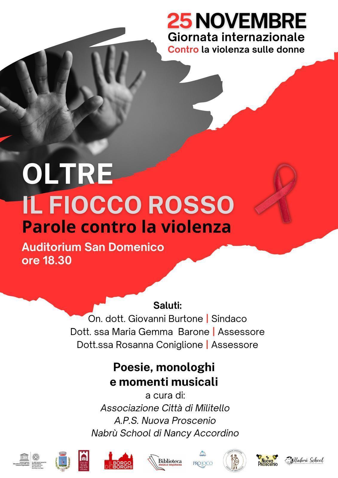 Oltre il fiocco rosso. Voci contro la violenza - Poesie, monologhi e momenti musicali (inizio ore 18.30)