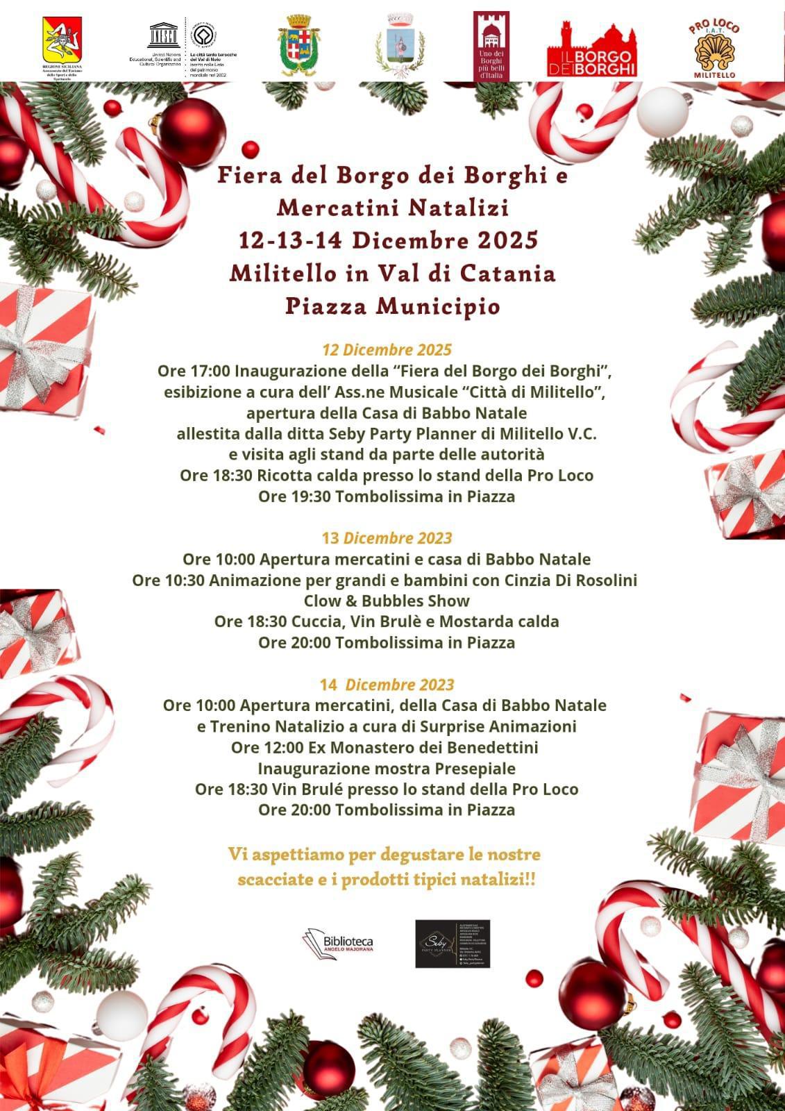 Fiera del Borgo dei Borghi e Mercatini di Natale 12-13-14 Dicembre 2025 