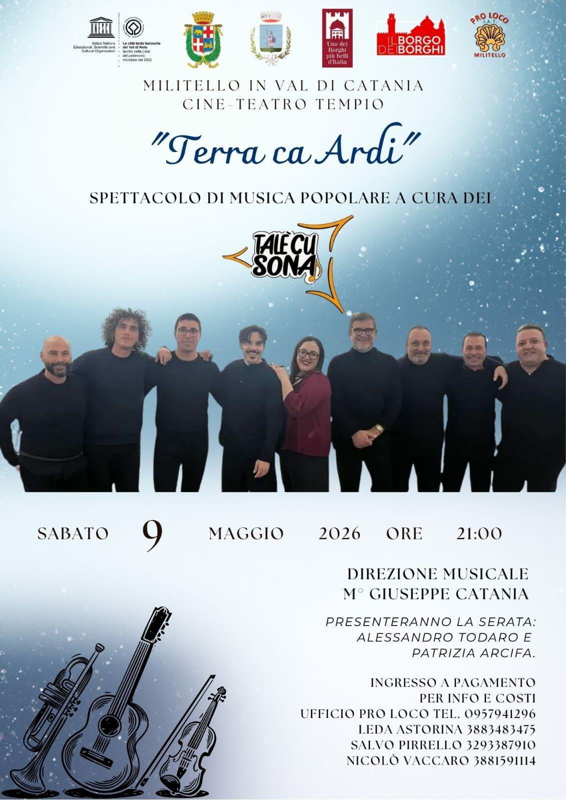  "Terra ca Ardi" - spettacolo di musica popolare (Inizio ore 21:00)