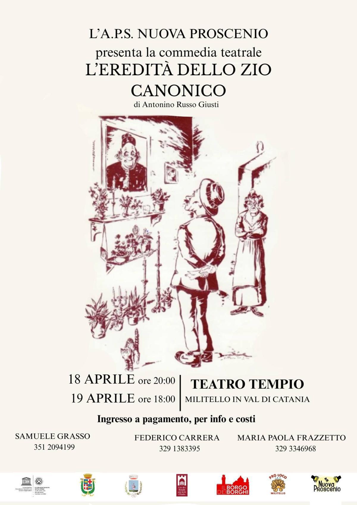 Commedia Teatrale - L'eredità dello Zio Canonico di Antonino russo Goiusti Commedia Teatrale - L'eredità dello Zio Canonico di Antonino russo Goiusti