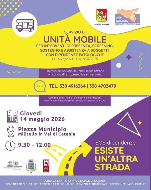 Servizio di Unità Mobile (Dalle ore 9:30 alle ore 12:00) Servizio di Unità Mobile (Dalle ore 9:30 alle ore 12:00)