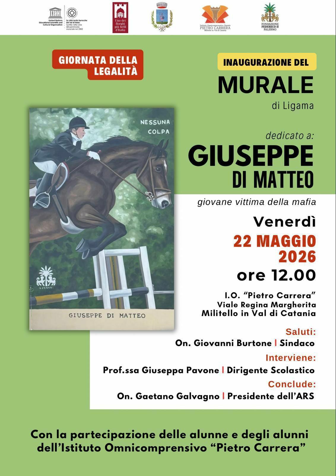  Giornata della Legalità - Inaugurazione del Murales di Ligama dedicato a Giuseppe Di Matteo giovane vittima della mafia