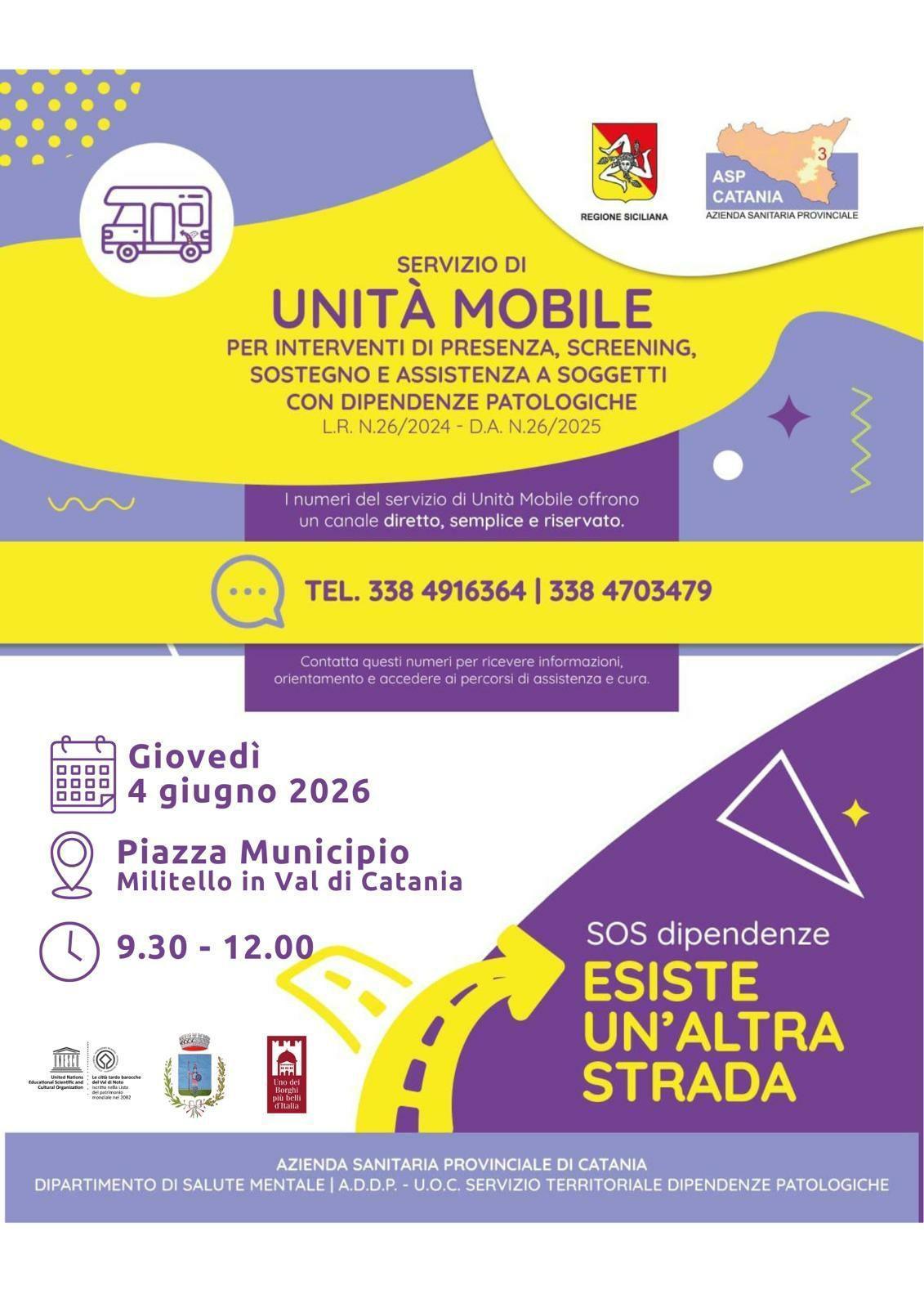 Servizio di Unità Mobile per assistenza soggetti con dipendenze e patologie Servizio di Unità Mobile per assistenza soggetti con dipendenze e patologie