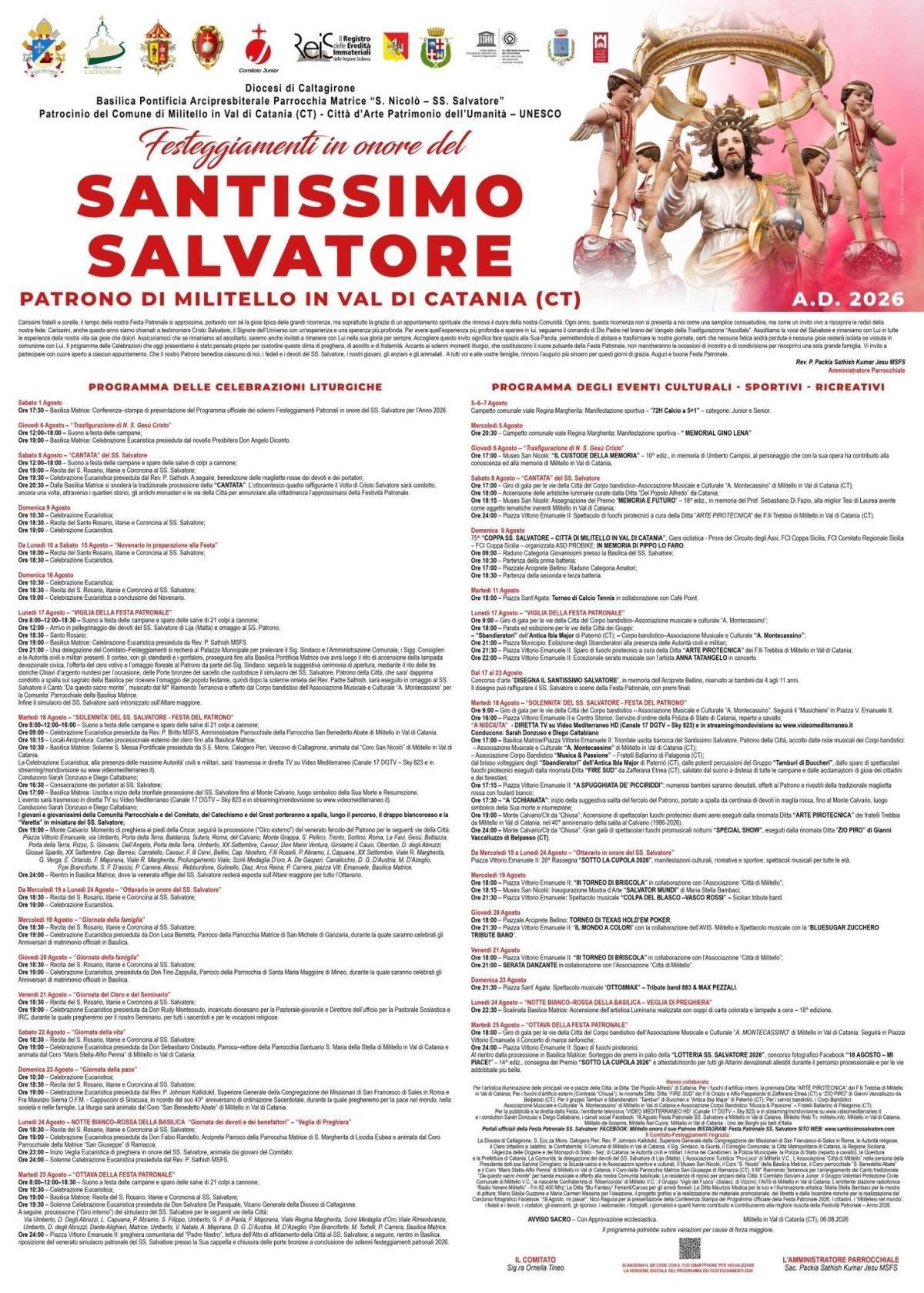 Festeggiamenti in onore del Santissimo Salvatore - Patrono di Militello In Val di Catania