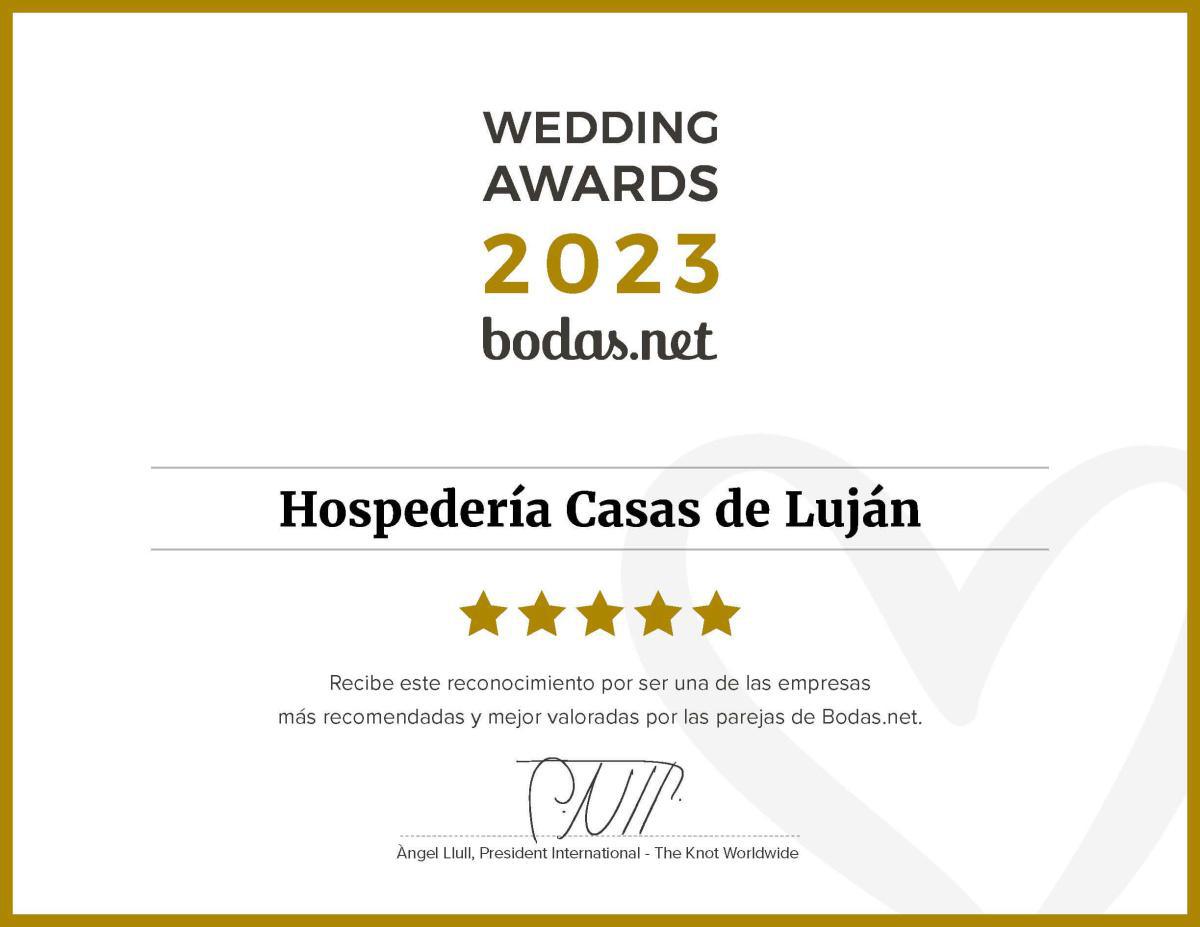 Casas de Luján recibe de nuevo el reconocimiento Wedding Awards de Bodas.net