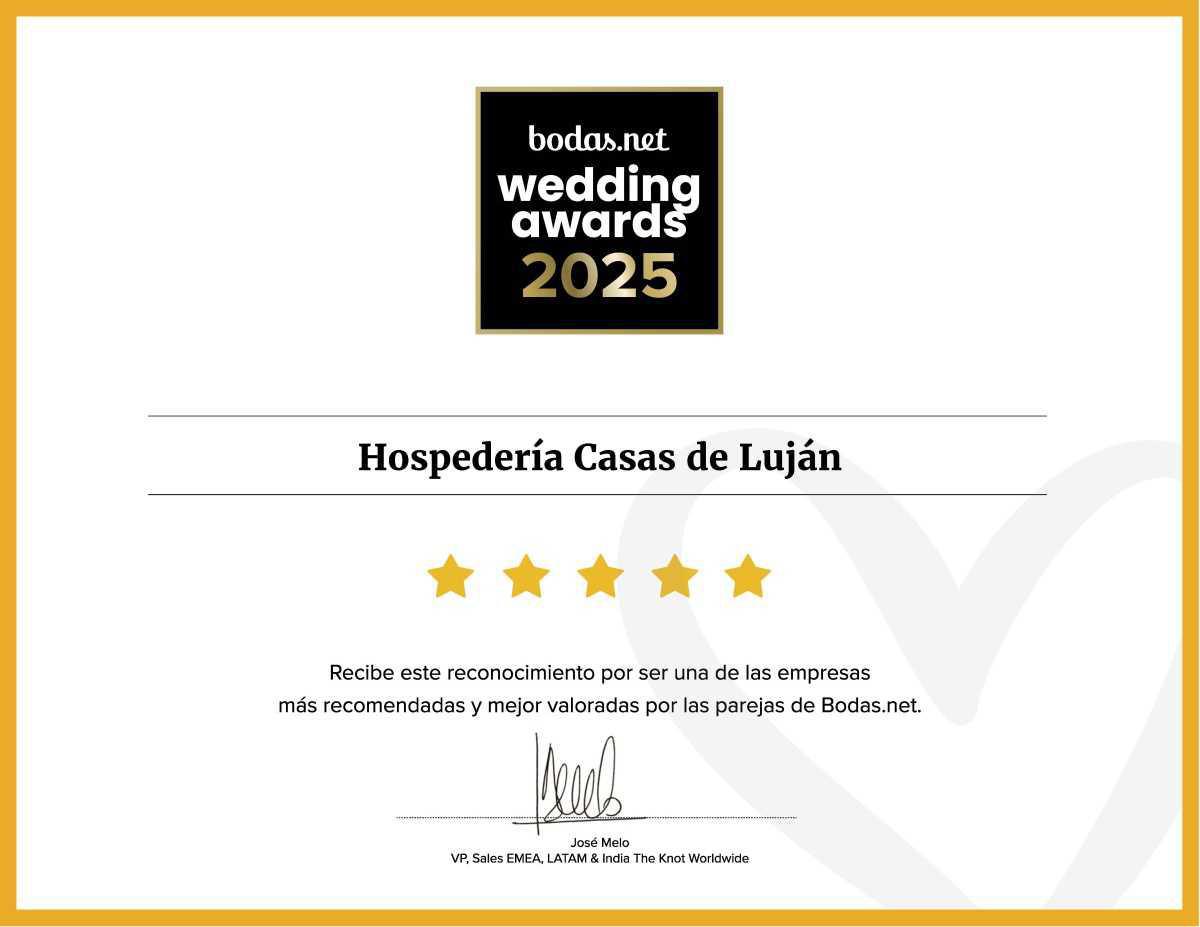 Casas de Luján recibe de nuevo el reconocimiento Wedding Awards 2025 Casas de Luján recibe de nuevo el reconocimiento Wedding Awards 2025