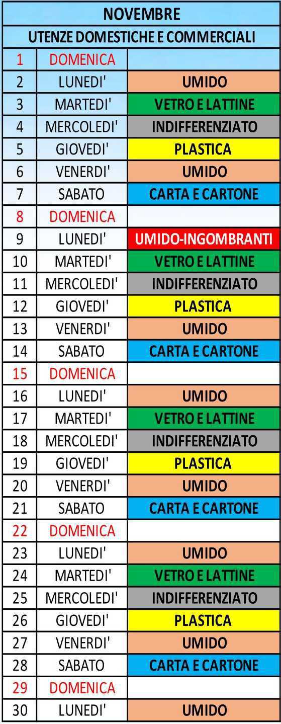 Calendario Differenziata