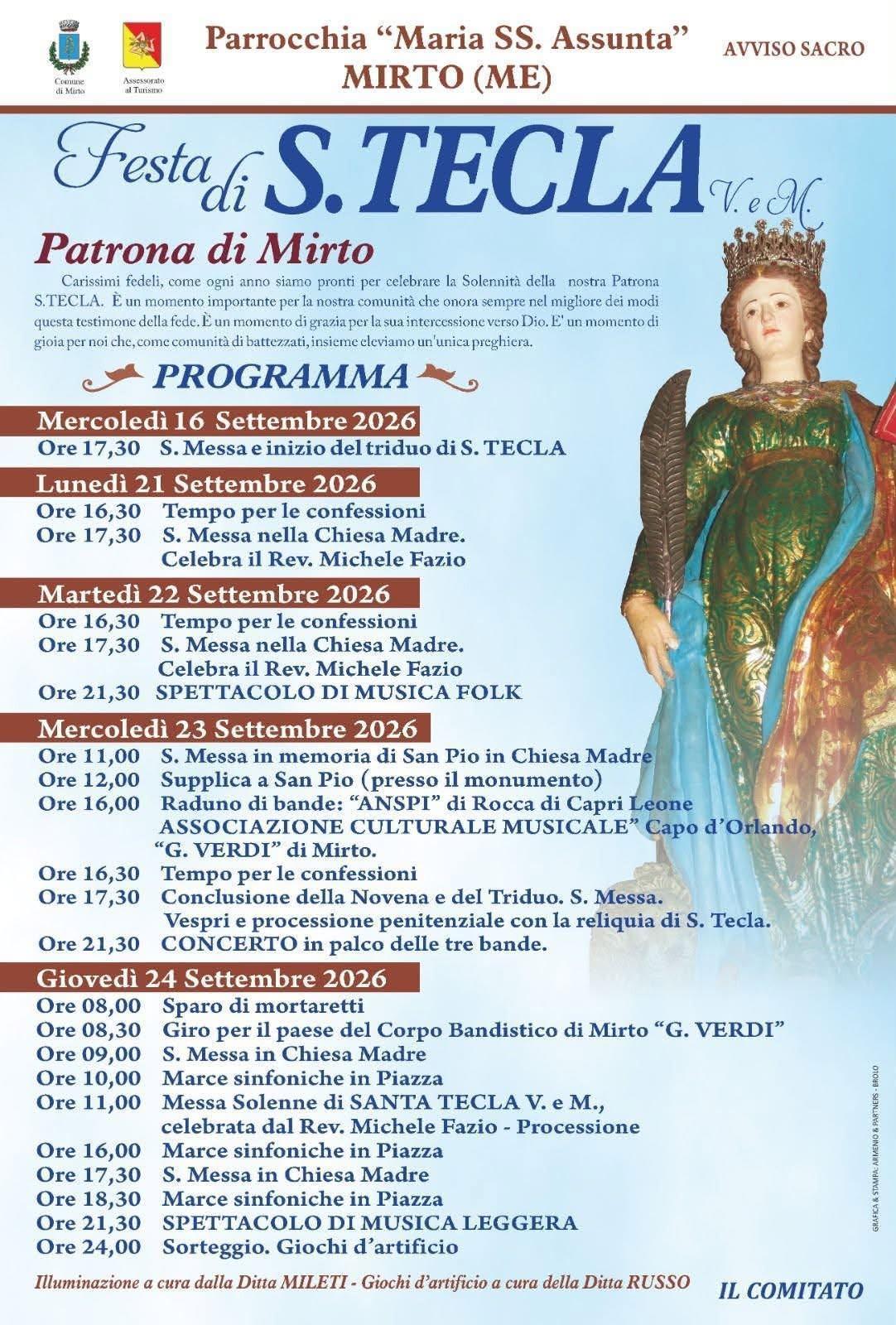Festa di Santa Tecla V.& M. Patrona di Mirto