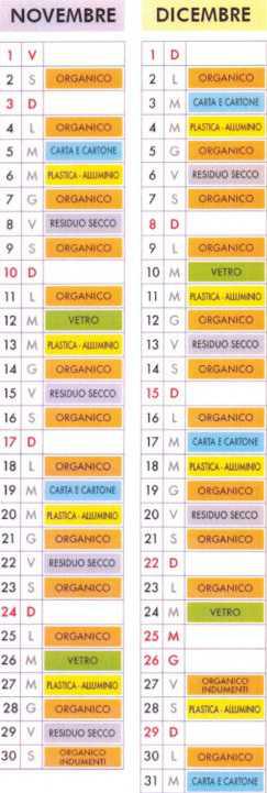 Calendario Raccolta Differenziata