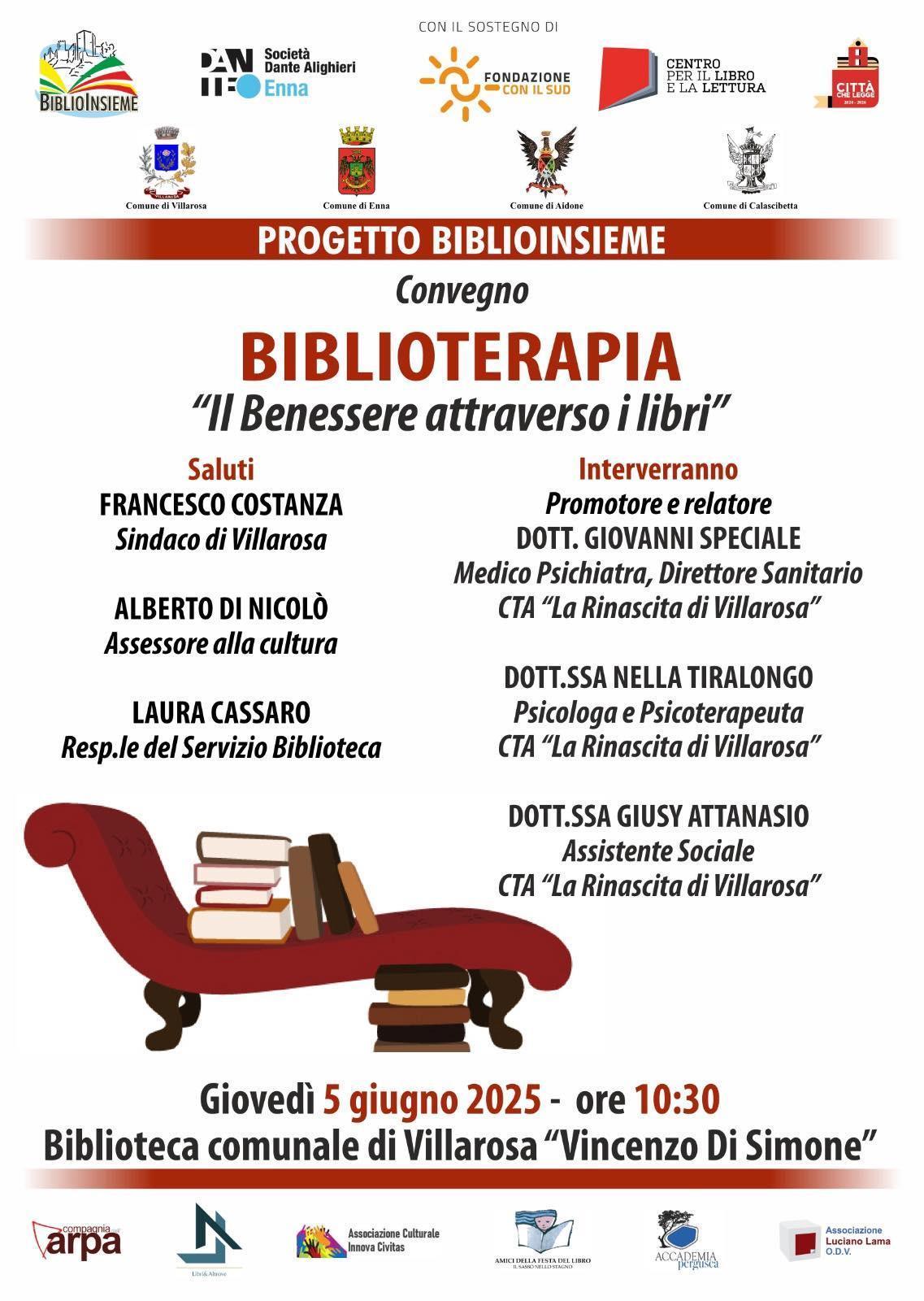 Convegno “Biblioterapia - Il benessere attraverso i libri” (inizio ore 10:30)