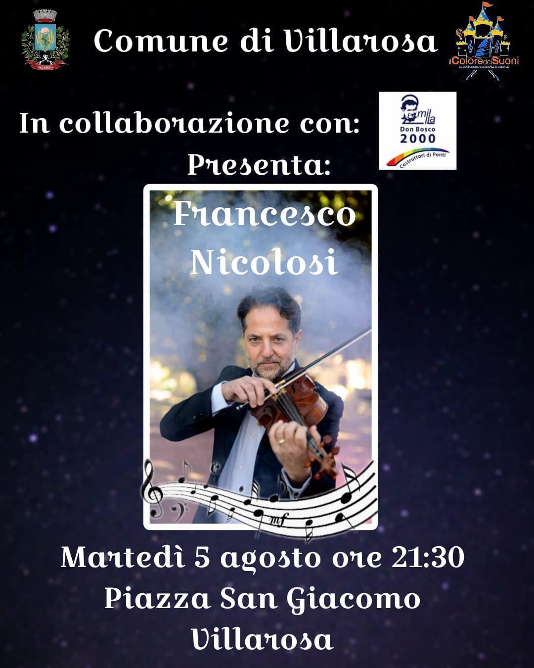 Spettacolo Musicale con Francesco Nicolosi (inizio ore 21:30)