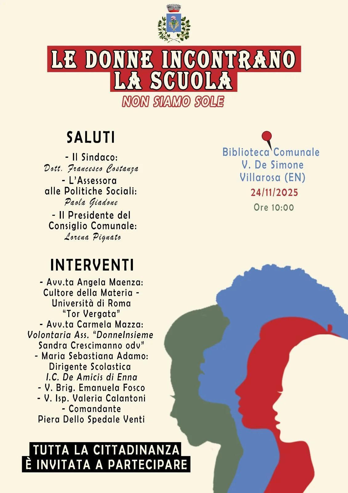 "Le donne incontrano la scuola" (inizio ore 10.00) "Le donne incontrano la scuola" (inizio ore 10.00)