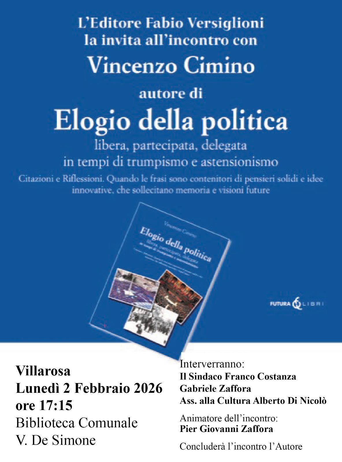 Elogio della politica - Vincenzo Cimino (inizio ore 17:15)