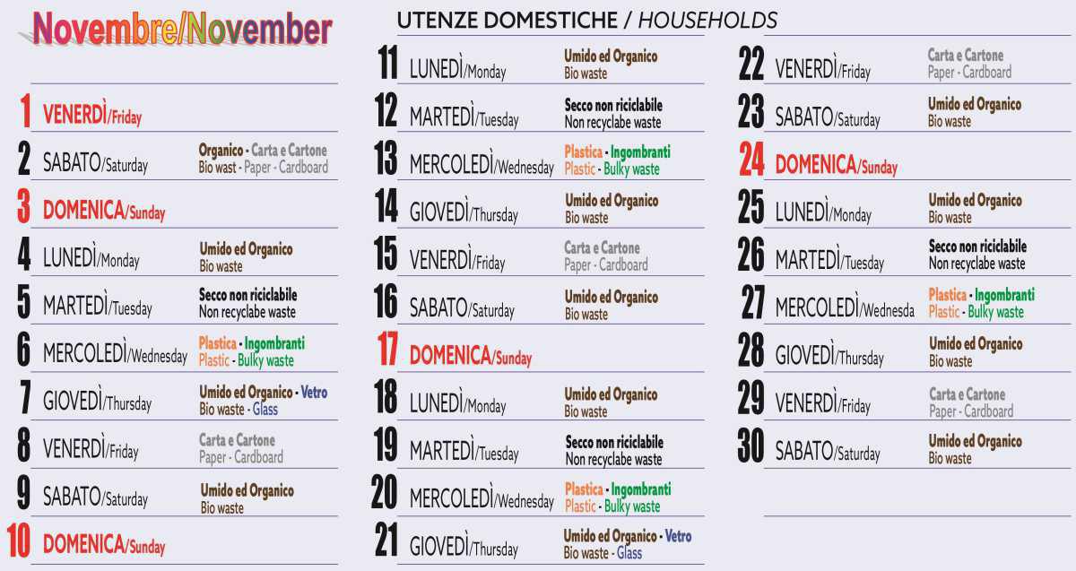 Calendario Raccolta Differenziata