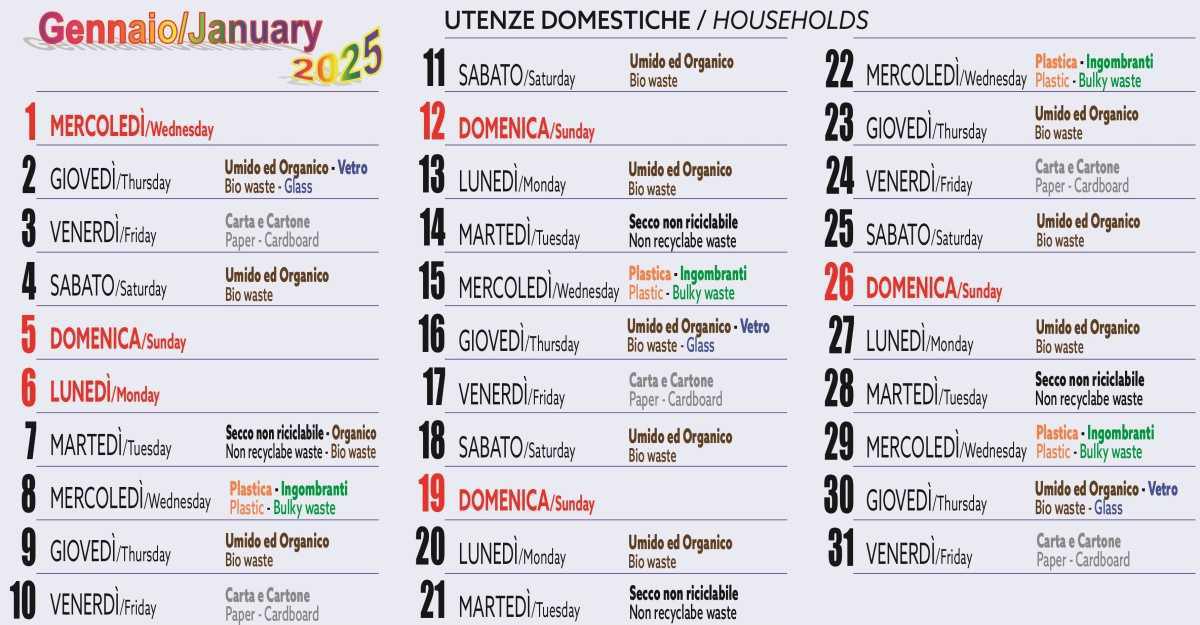 Calendario Raccolta Differenziata