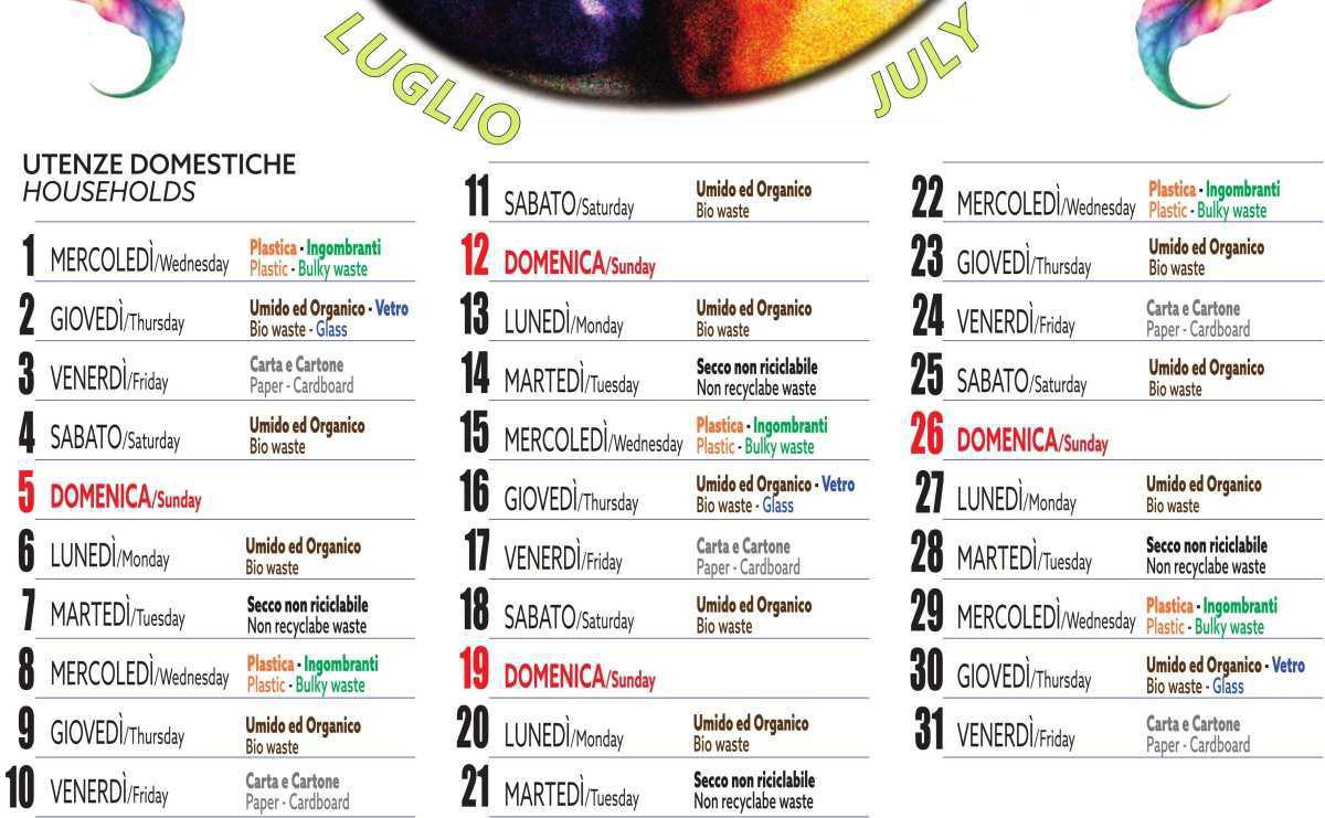 Calendario Raccolta Differenziata