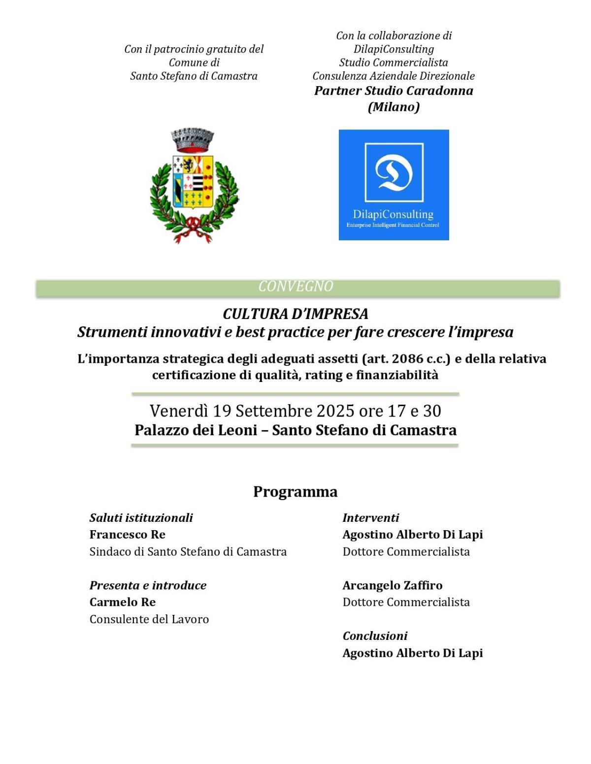 Convegno: Cultura d'Impresa (inizio ore 17.30)