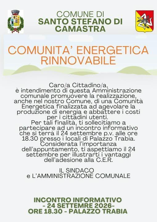 Incontro Informativo - Comunità Energetica Rinnovabile (inizio ore 18:30)