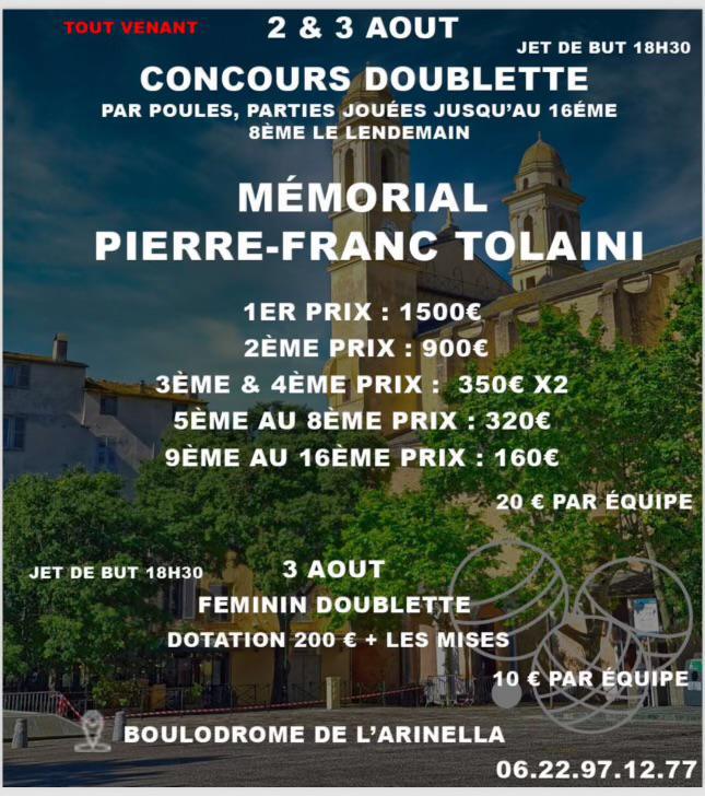 Bastia : Un grand concours de boules pour la 2ème édition du « Mémorial Pierre-Franc Tolaini » Bastia : Un grand concours de boules pour la 2ème édition du « Mémorial Pierre-Franc Tolaini »