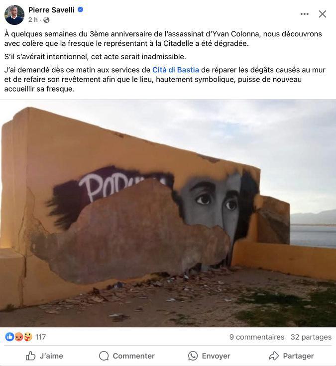 Bastia : la fresque en hommage à Yvan Colonna dégradée