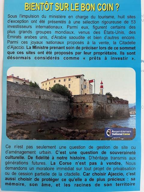 François Filoni (RN) vent debout contre « la future privatisation de la Citadelle d’Ajaccio à des Qataris »