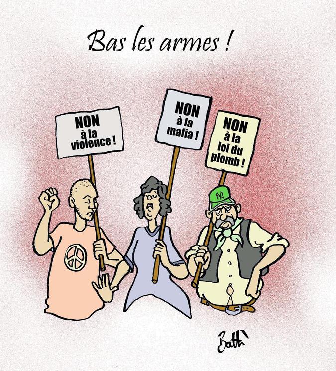 Le dessin de Battì : bas les armes