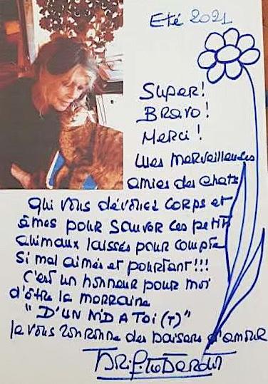 Brigitte Bardot - L'association "Un Nid à toî(t)"du Centre-Corse a perdu sa marraine Brigitte Bardot - L'association "Un Nid à toî(t)"du Centre-Corse a perdu sa marraine