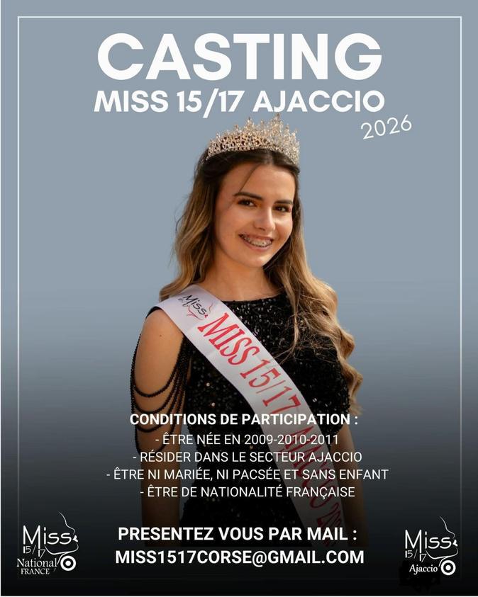 Élection Miss 15/17 National 2026 : Soutenez la candidate corse Carla Martinetti-Miniconi