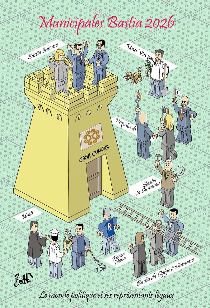 Le dessin de Battì : Bastia 2026, tutti volenu cullà in cima