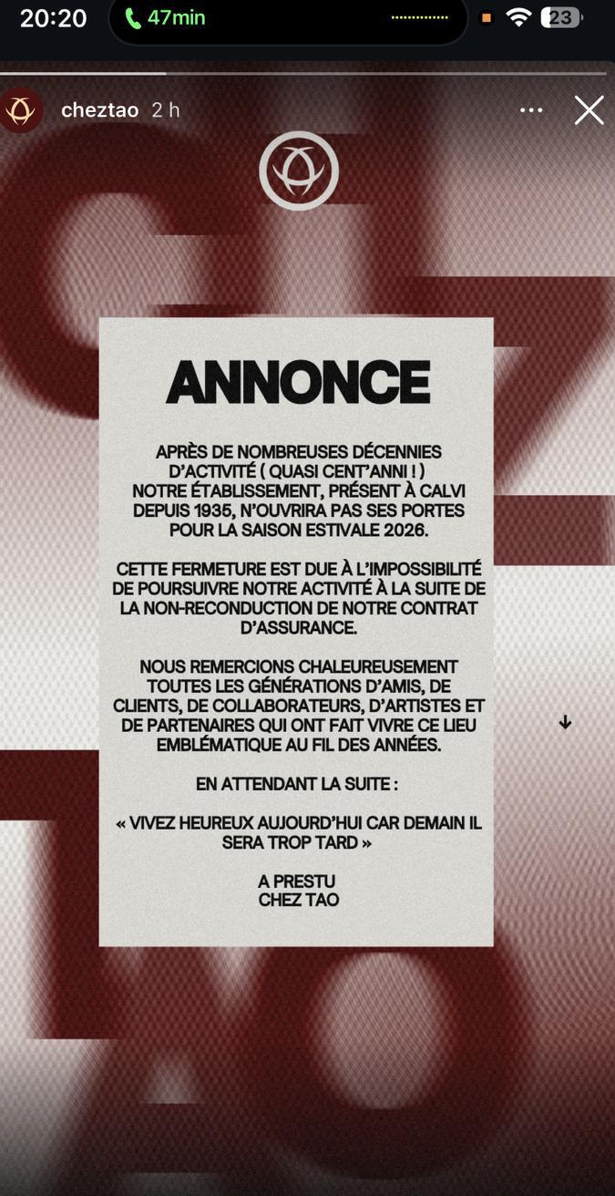 Calvi : Chez Tao n'ouvrira pas cet été, la fin d'un lieu mythique des nuits calvaises