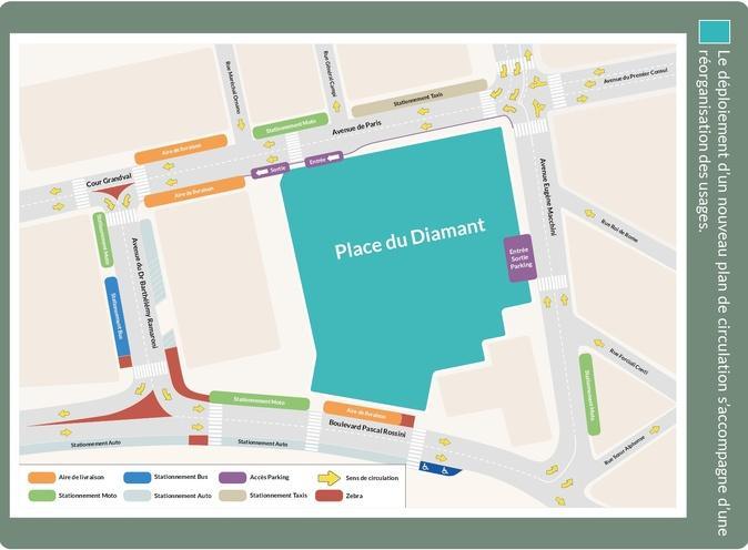 Ajaccio - Autour de la place du Diamant, la circulation se fera désormais en sens unique Ajaccio - Autour de la place du Diamant, la circulation se fera désormais en sens unique