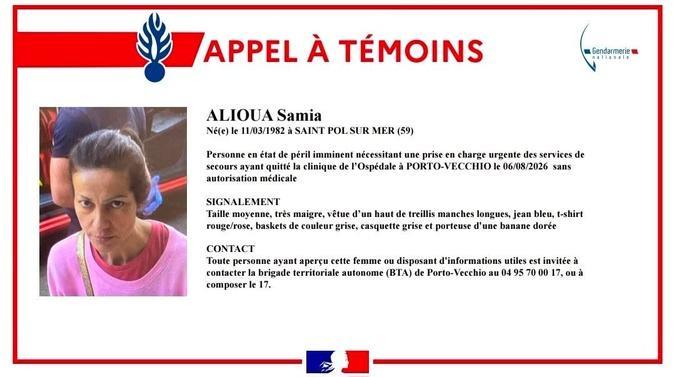 Porto-Vecchio - Une femme en état de péril imminent recherchée, la gendarmerie lance un appel à témoins